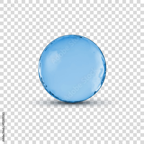 Vector 3D crystal glass blue sphere ball isolated on transparent illustration