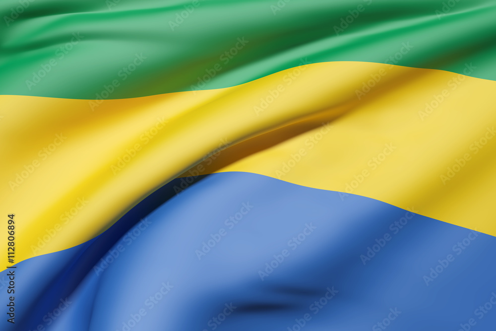 Gabonese Republic flag waving Gabonese Republic flag waving