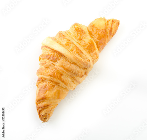 Croissant on white background. Top view.