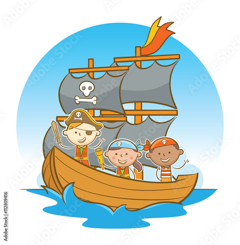 Kids Sailing To The Sea