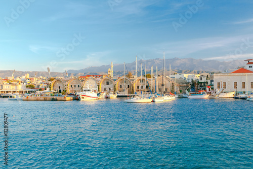 Quay in Chania at sunset.