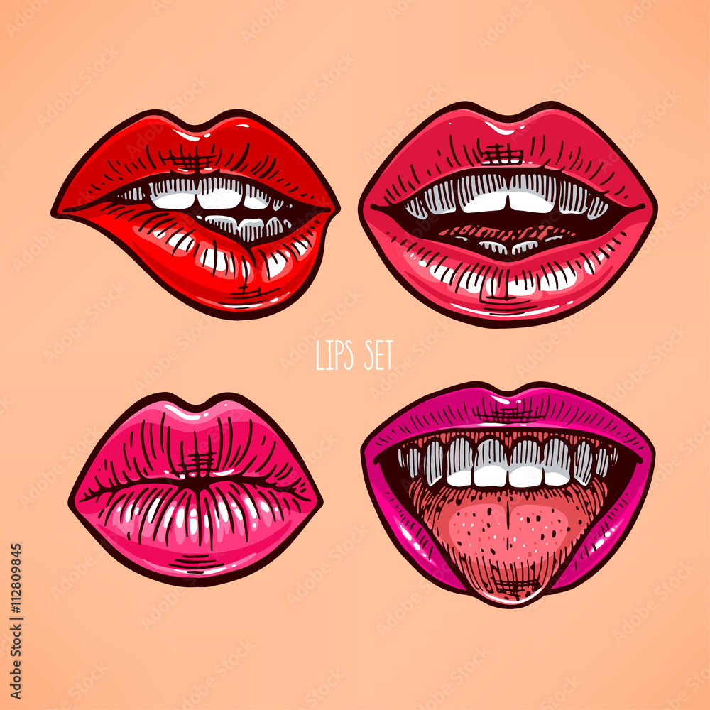 Obraz premium set of different lips