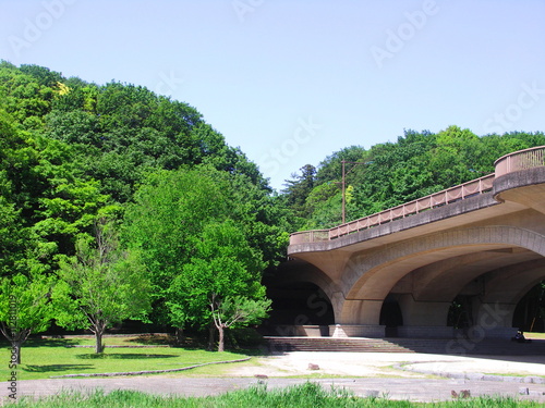 橋のある公園風景