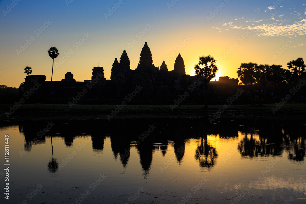Sunrise at Angor wat in Cambodia, which is a world heritage Sunrise at Angor wat in Cambodia, which is a world heritage