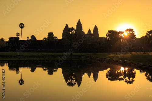 Sunrise at Angor wat in Cambodia, which is a world heritage © karnnapus