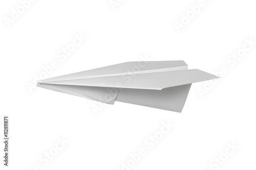 Origami paper airplane. Isolated on white background.