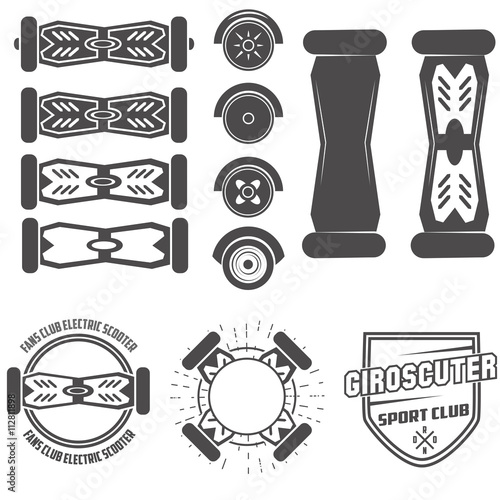 electric scooter vector labels 