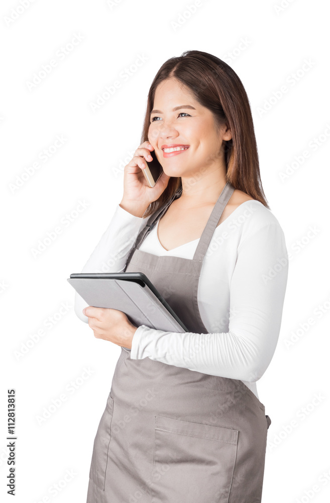 asian business owner working on white background asian business owner working on white background