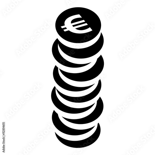 Icon: Stapel aus Euromünzen – schwarz-weiß, Vektor, freigestellt