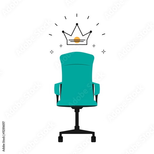 Office chair with crown. Business Concept. Flat design style.
