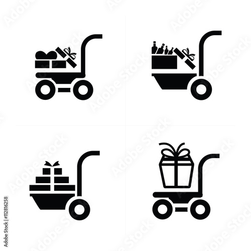 icon Shopping Cart and man courier