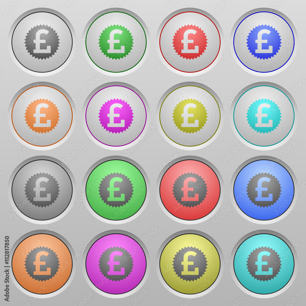 Pound sticker plastic sunk buttons Pound sticker plastic sunk buttons
