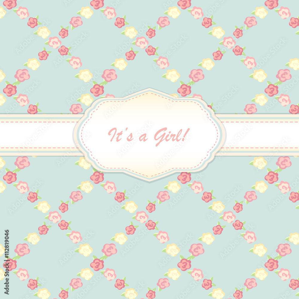 Shabby Chic Rose invitation or congratulation card