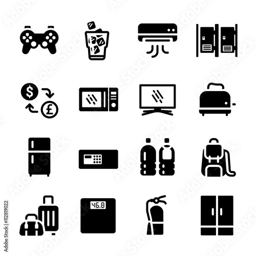 Hotel Facilities Vector Icon Set