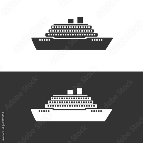 Icono de crucero sobre fondos blanco y negro