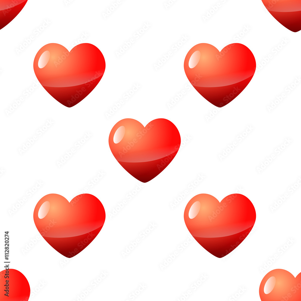 Valentine Day seamless red heart pattern vector illustration