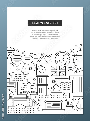 Education composition - line flat design banner