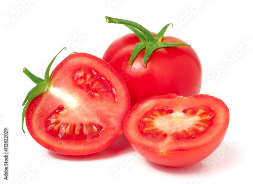 Wallpaper Mural tomato and two halves isolated on white background Torontodigital.ca