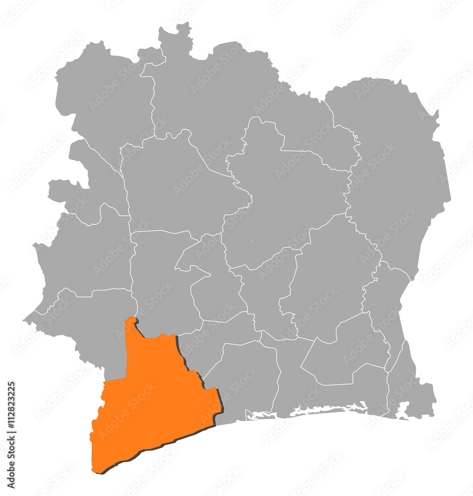 Map - Ivory Coast, Bas-Sassandra