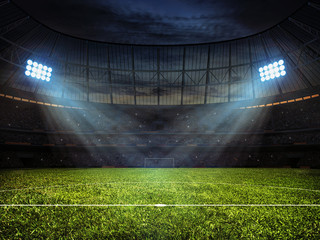 Stickers Stadion Voetbalstadion met verlichte schijnwerpers  © Dmitry Rukhlenko