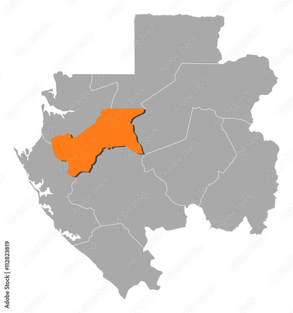 Fototapeta premium Map - Gabon, Moyen-Ogooué