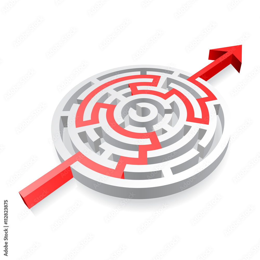Round Red Solved Maze