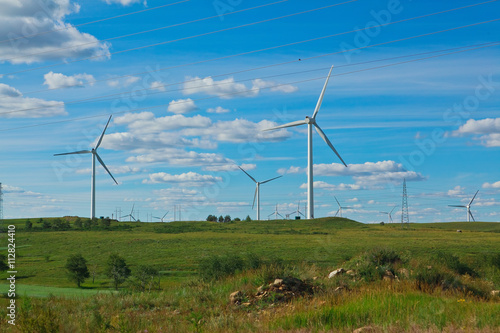 Eco wind power generator on the grassland