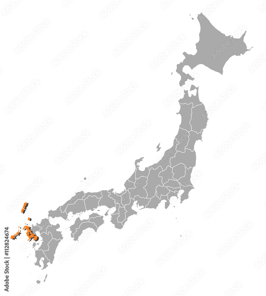 Naklejka premium Map - Japan, Nagasaki