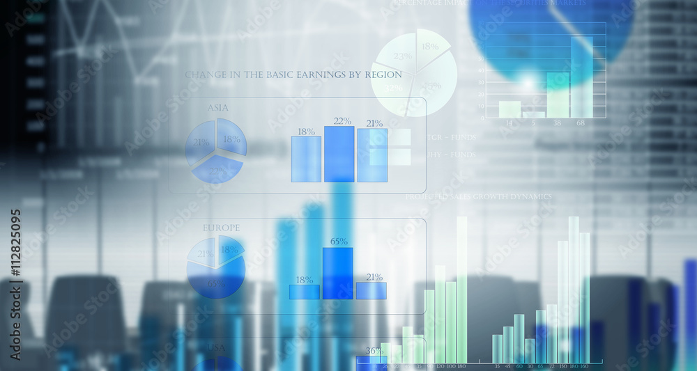 Sales dynamics data .3D render