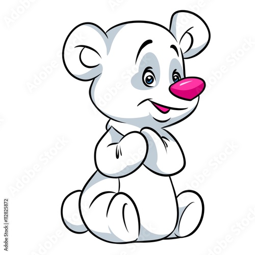 Little polar bear cartoon illustration isolated image animal character 
