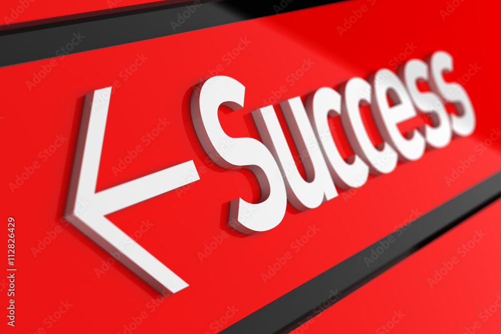 3d Success with white text over red background 3d Success with white text over red background
