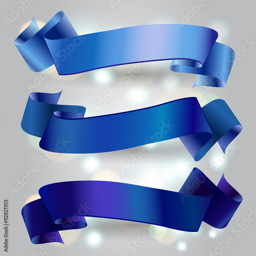 Set of horizontal ribbon banners