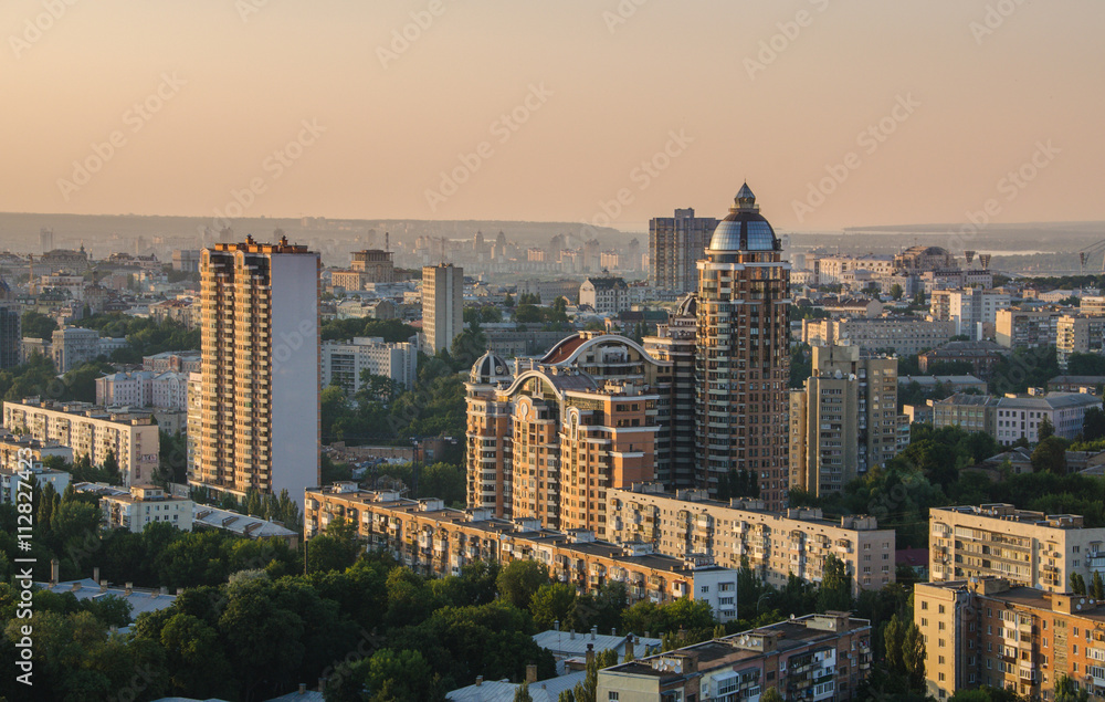 Obraz premium Sunset city center in Kiev, Ukraine