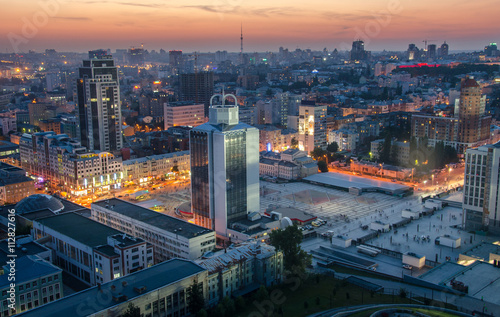 Night Olmpiysky square in Kiev photo