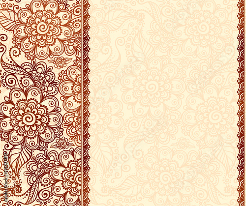 Vintage henna tatto mehndi flowers background