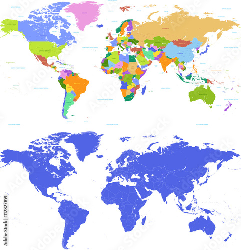 Colorful Political map of the world