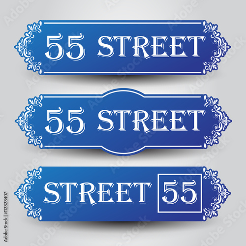 Blue vintage styled house nameplate
