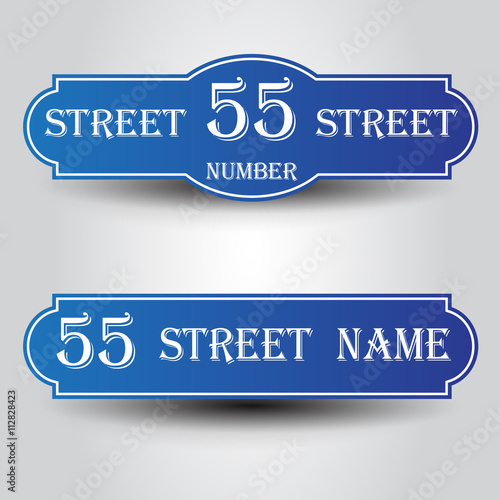 Blue vintage styled house nameplate