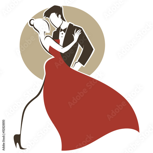 romantic tango, man and woman, wedding greeting card