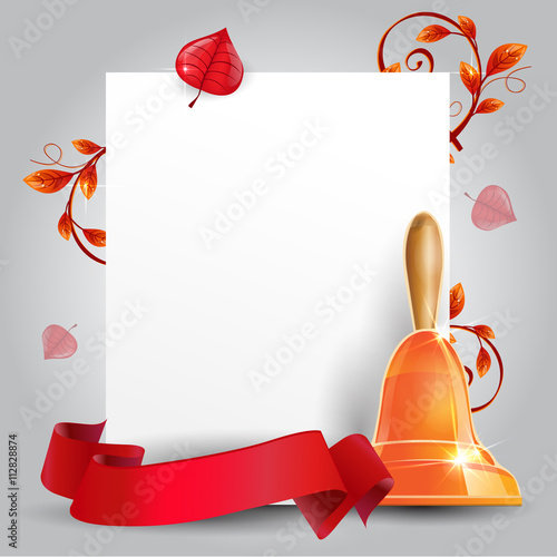 Background with a schoolbell. Poster design.