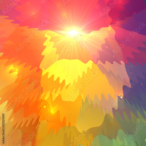 Abstract colorful waves on polygonal surface