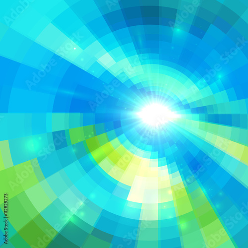 Abstract blue technology concentric mosaic background