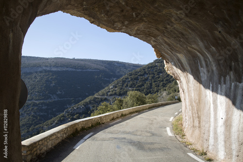 Open Road and Tunnel on Nesque Canyon Pass, Provence