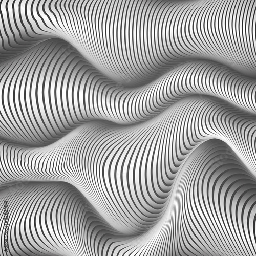 Black and white wavy stripes abstract background