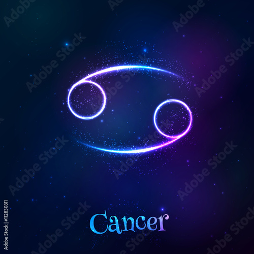Blue shining cosmic neon zodiac Cancer symbol