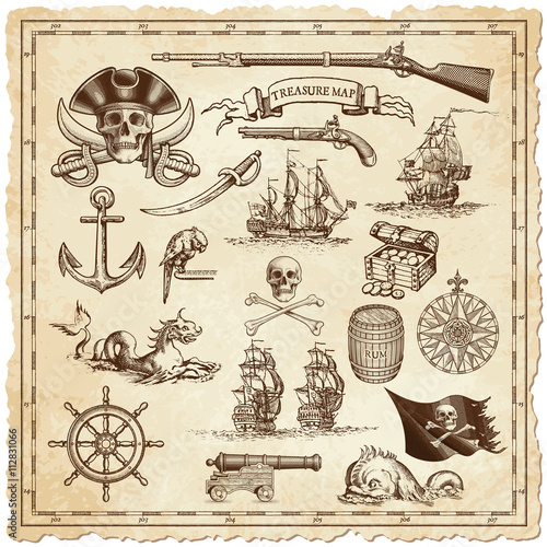 Obrazy Piraci  mapa-skarbow-jaka-rysuja-piraci-dla-ukrycia-lupow