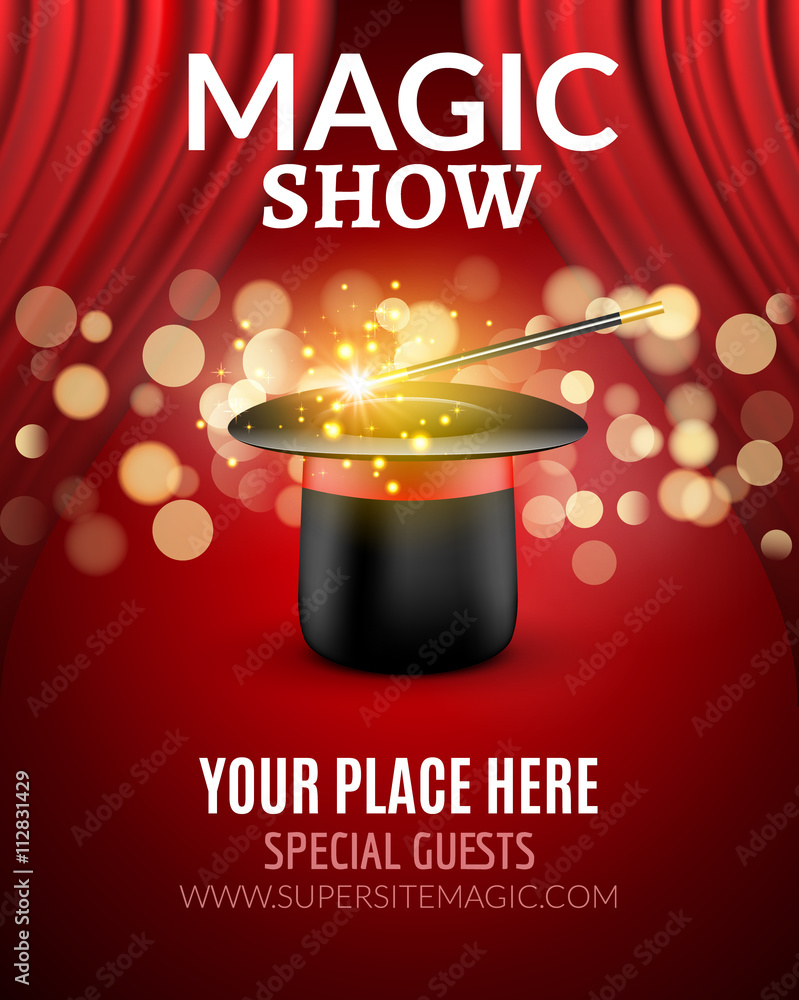 Magic Show poster design template. Magic show flyer design with