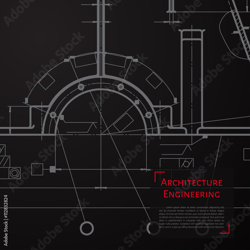 Vector technical blueprint of mechanism