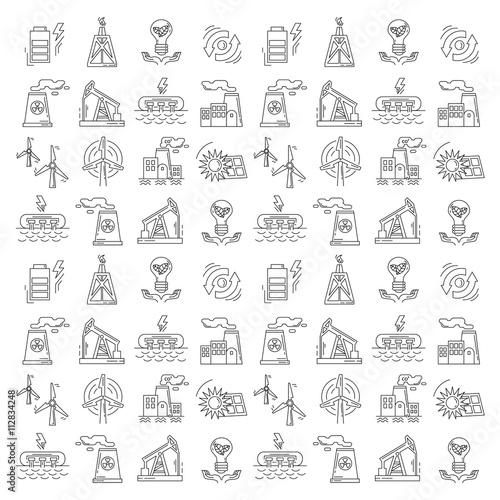 Energy Ecology and Pollution Vector set of icons