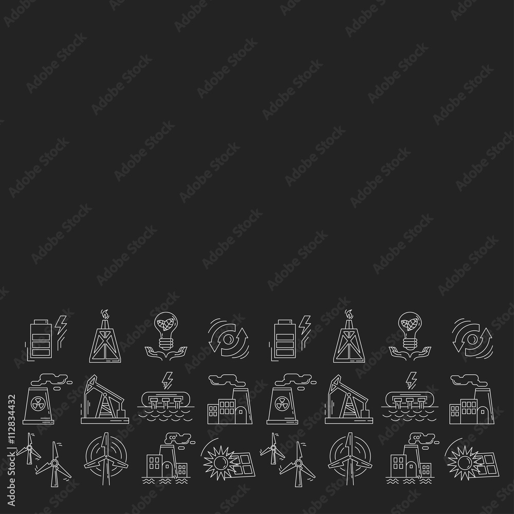 Fototapeta premium Energy Ecology and Pollution Vector set of icons